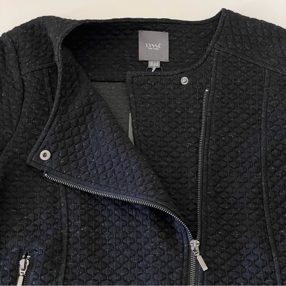 NWT Lyssé Devoe Quilted Tailored Moto Jacket Heather Black Large - Picture 13 of 16